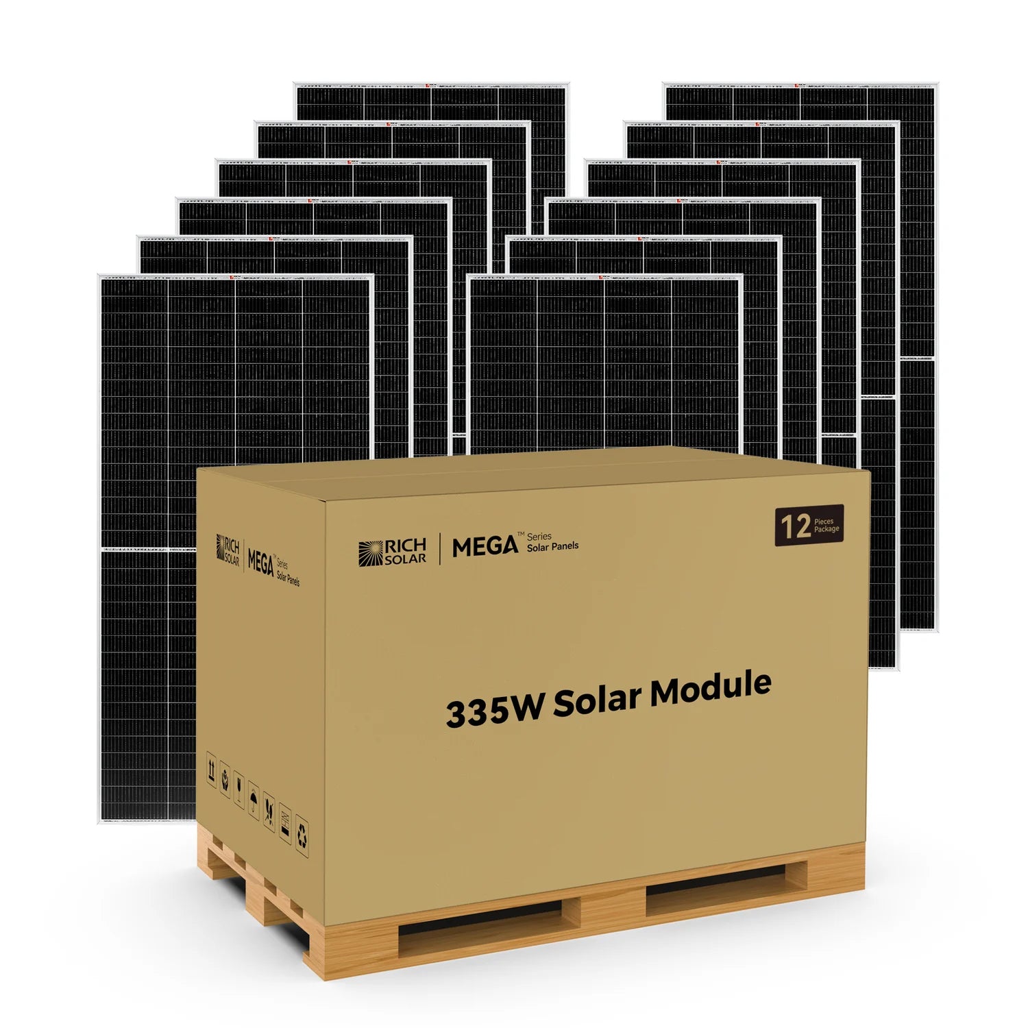 Rich Solar MEGA 335 Watt Monocrystalline Solar Panel - High Efficiency 24V Solar Panel for RV, Boat, Off-Grid & Home Use - Weather Resistant Solar Power Solution for Camping & Emergency Backup