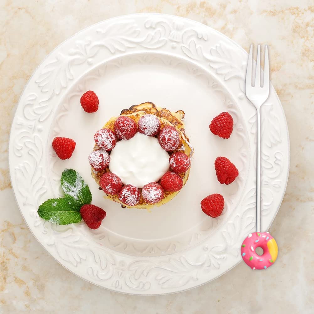 JOONOR 8-Piece Donut-Shaped Stainless Steel Forks for Desserts & Salads