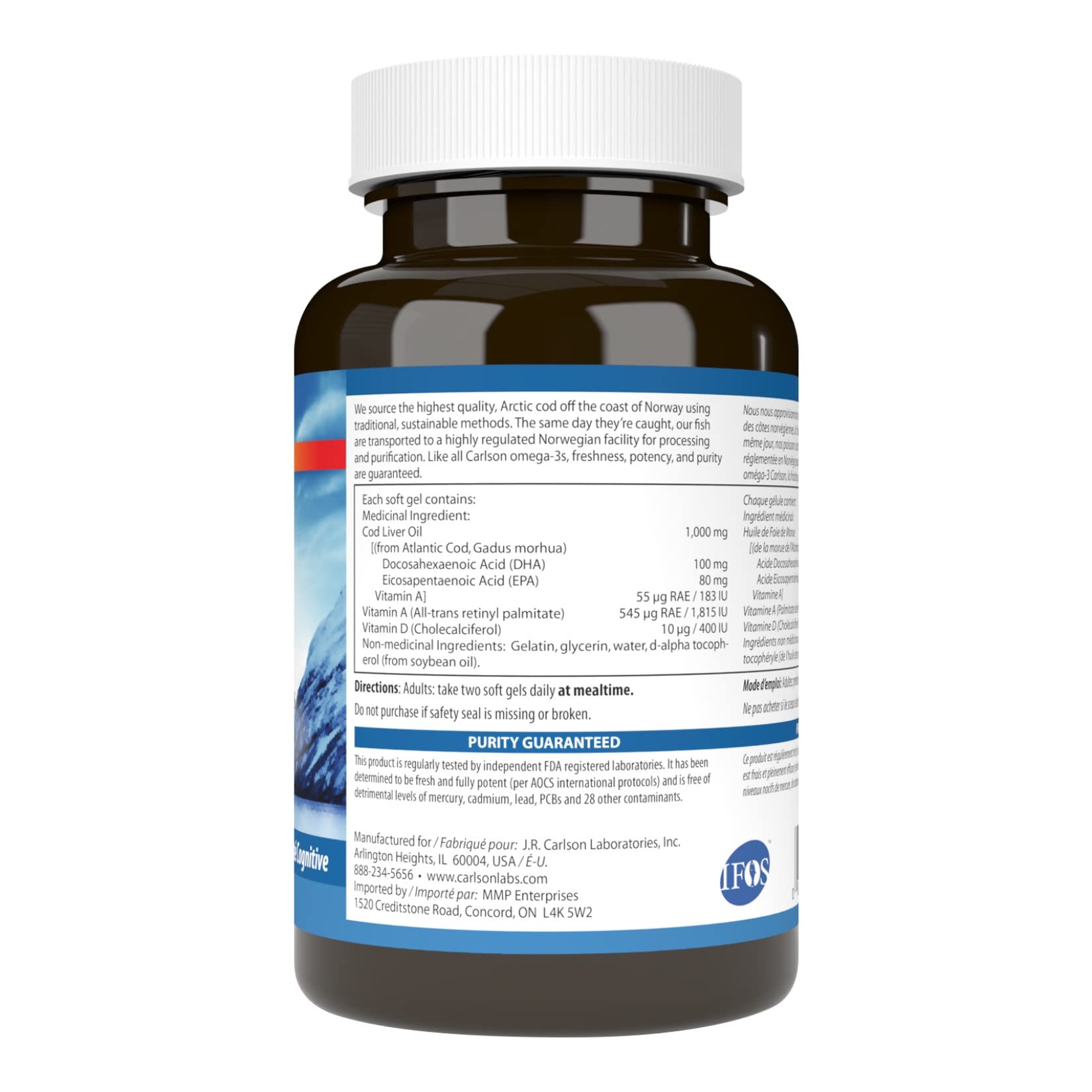 Carlson Labs Wild Norwegian Cod Liver Oil Gems 1000mg - 100 Softgels for Heart, Brain & Immune Health - Supports Joint & Bone Strength - Perfect for Daily Wellness Routine