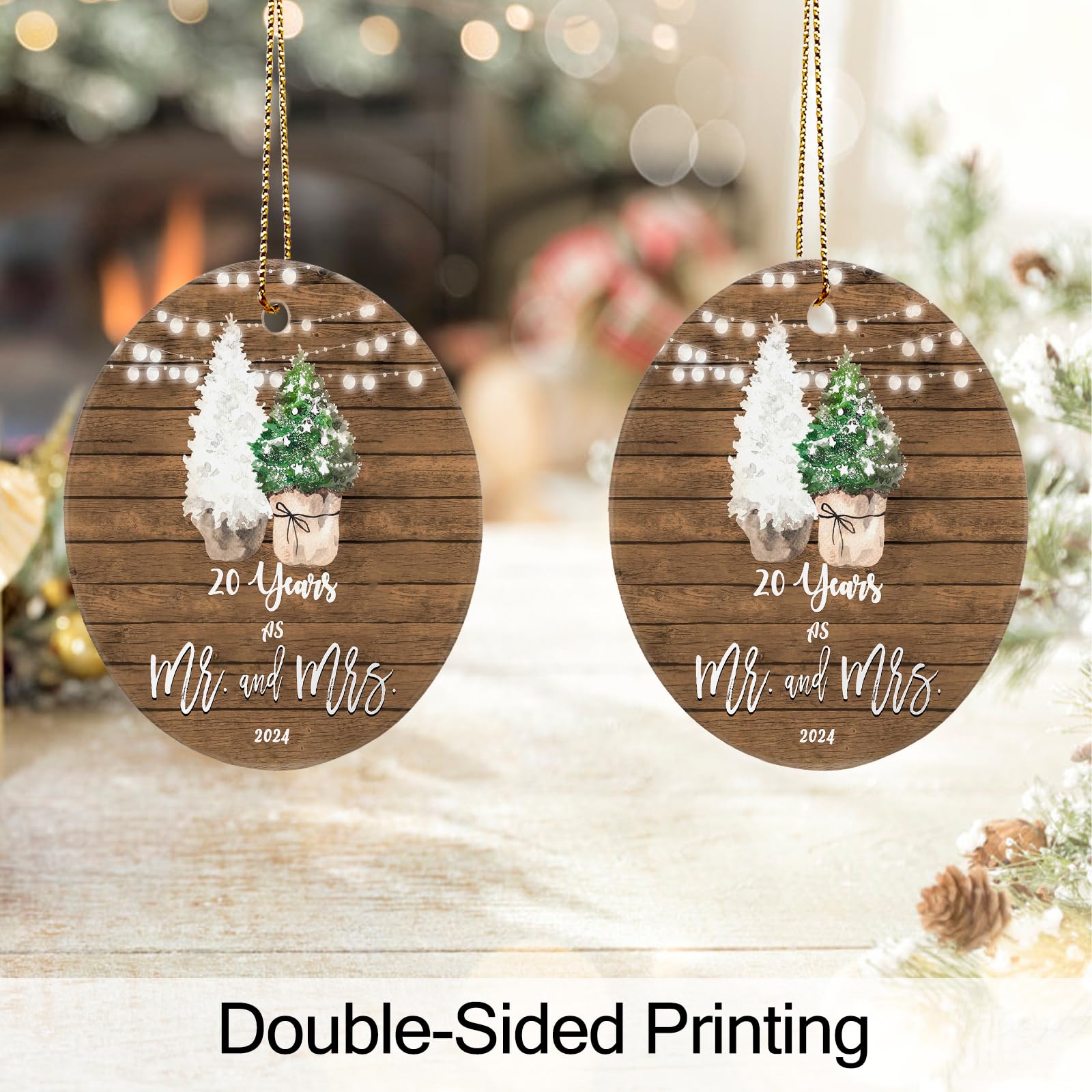 20th Anniversary Gifts for Couples - Ceramic Keepsake Ornament with Ribbon & Gift Box - Perfect for 20 Year Wedding Anniversary, Christmas Decorations & Romantic Celebrations