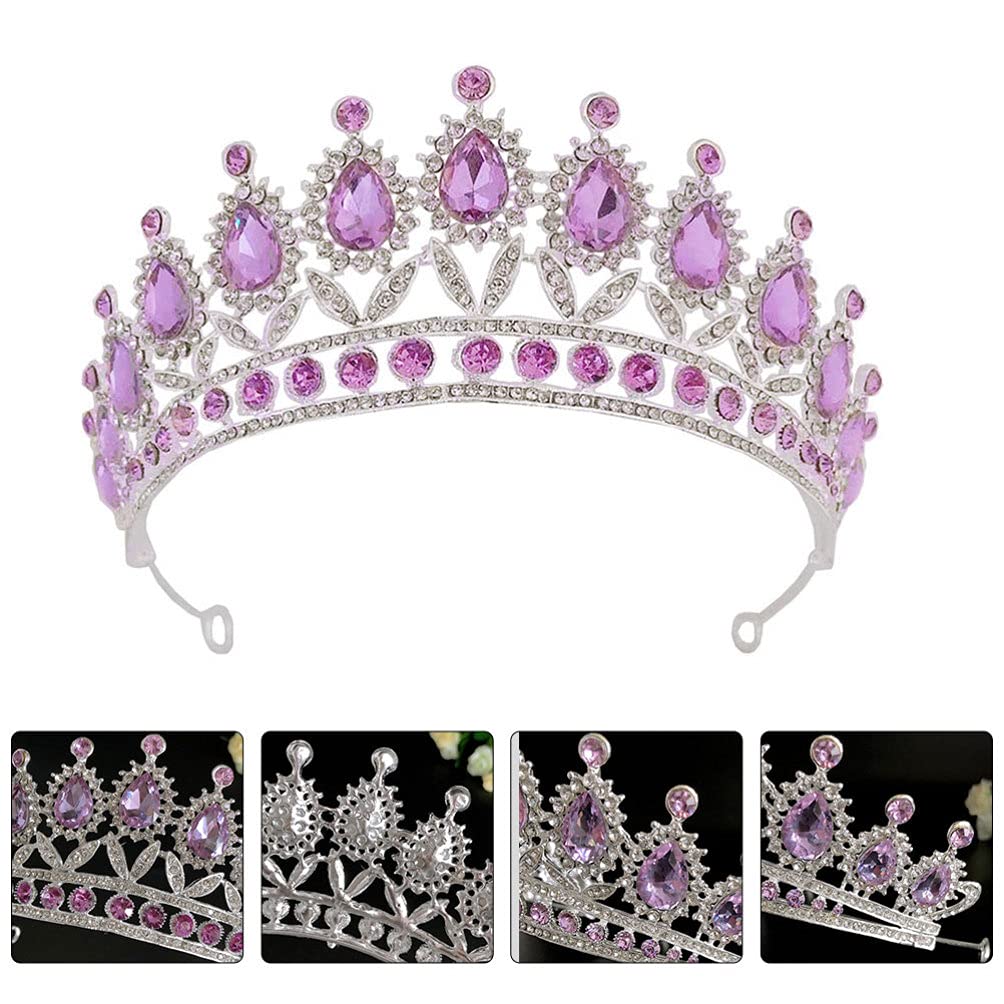 1pc Violet Bridal Hair Tiara - Baroque Queen Crown for Weddings, Birthdays & Special Events | Diamond Rhinestone Princess Headpiece for Brides, Girls & Women | Perfect for Weddings, Prom, Pageants & Royal-Themed Parties