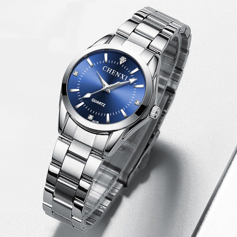 MASTOP Women's Silver Stainless Steel Watch - Waterproof, Luminous for Office & Evening Wear