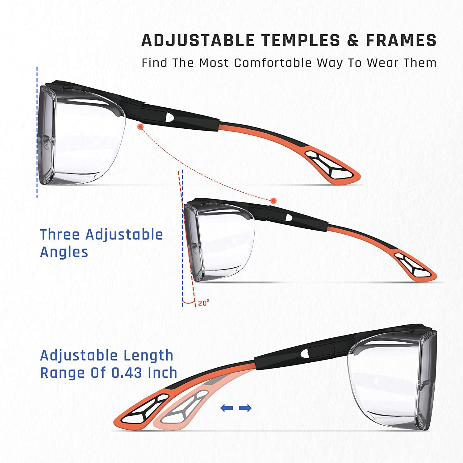 PAERDE Anti-Fog Safety Glasses Over Prescription Eyewear - Clear Protective Goggles for Work, DIY & Lab Use | ANSI Certified Eye Protection for Woodworking, Construction & Chemical Handling