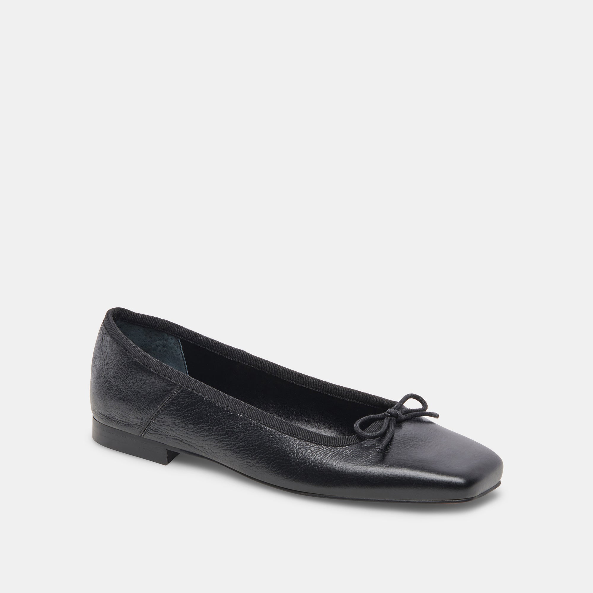ANISA WIDE BALLET FLATS - Black Leather Women's Comfortable Slip-On Shoes for Work, Travel & Everyday Wear