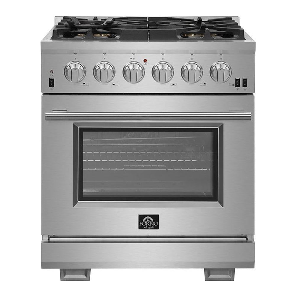 Forno Capriasca 30-inch 4.32 cu. ft. Professional Stainless Steel Gas Range with 4-Burner Stove & Gas Oven (Model FFSGS6260) - Perfect for Home Kitchens & Commercial Cooking