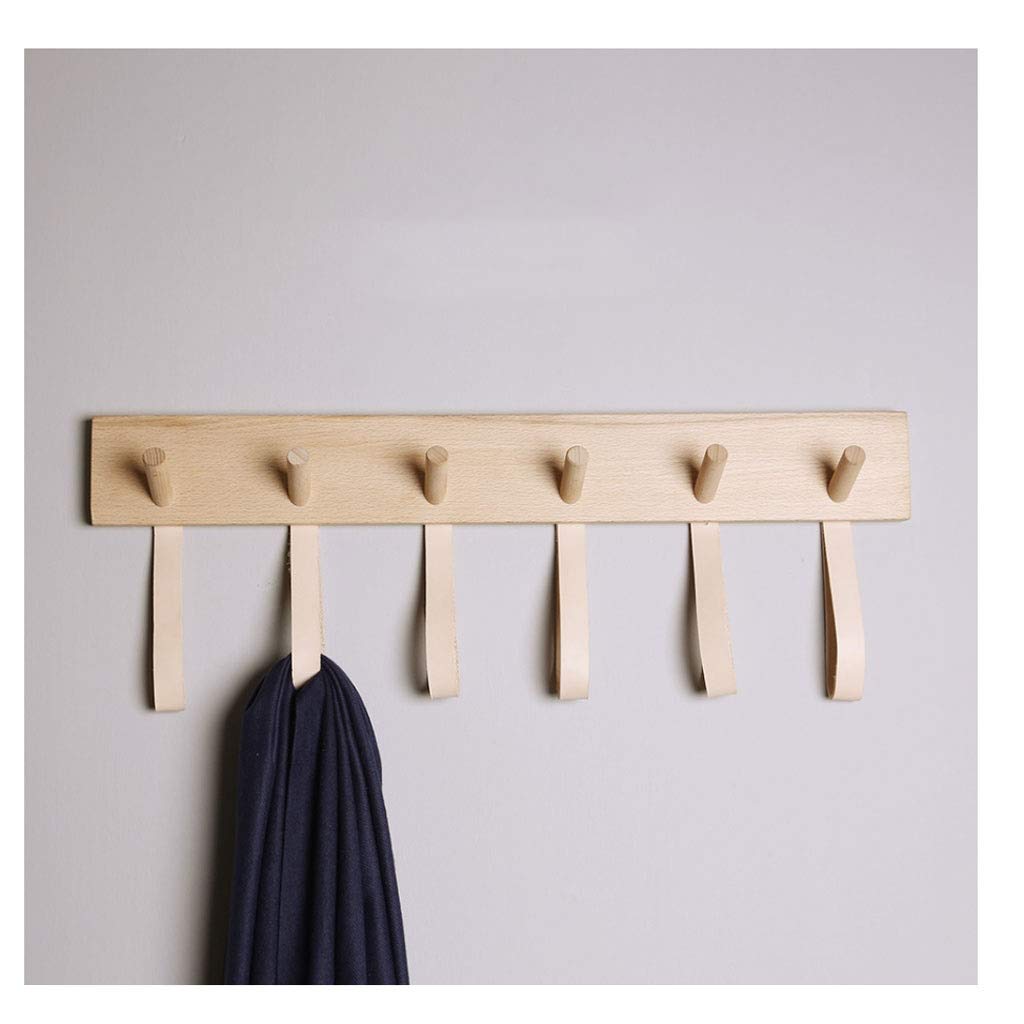 Nordic Style Solid Wood Coat Hooks Wall Mounted Rack - 6 Hooks for Jackets, Keys & Accessories - Rustic Wooden Entryway Organizer for Home, Office & Dorm Decor