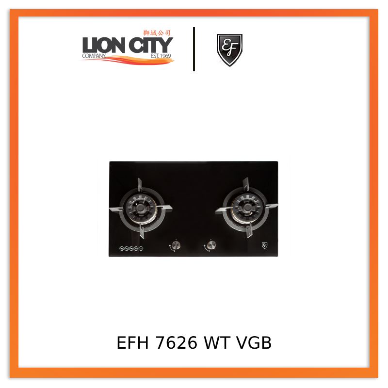 EF EFH 7626 WT VGB 78cm Built-In Gas Hob with 2 Wok Burners - Perfect for Asian Cooking & High-Heat Stir Frying in Home Kitchens