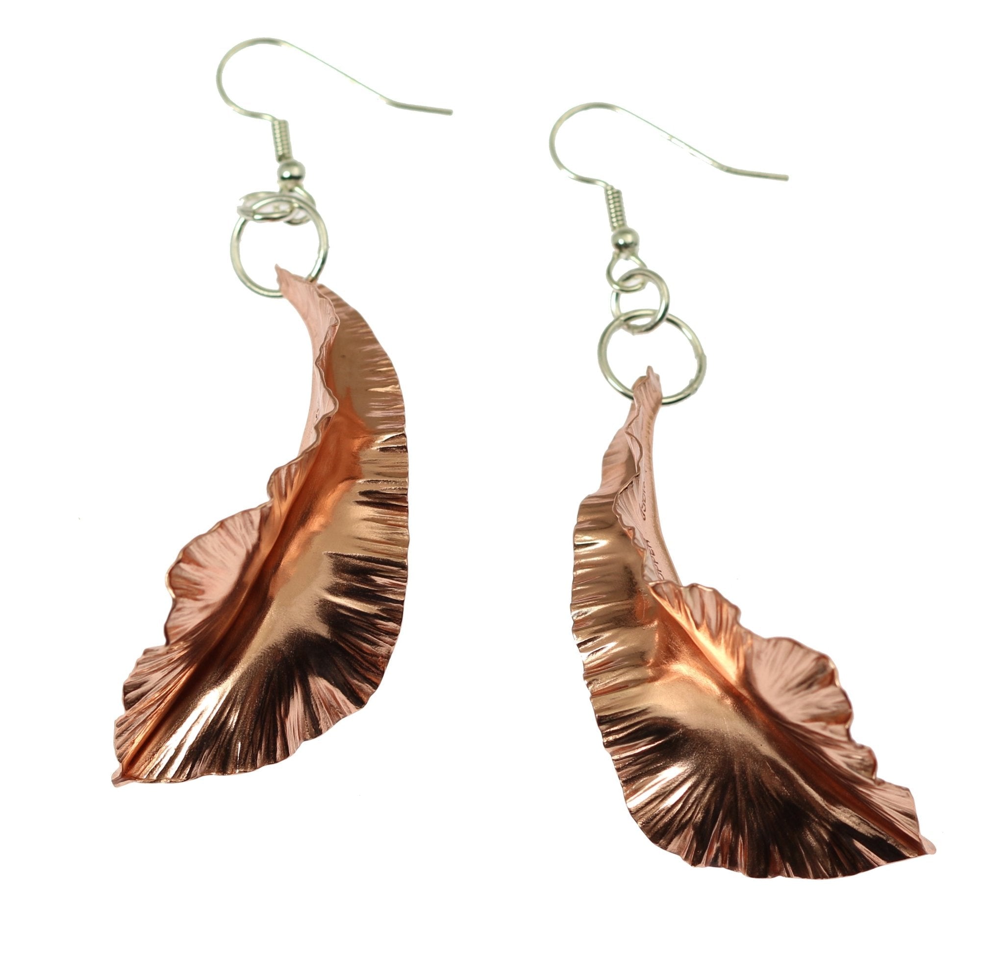 Handmade Copper Fold Formed Leaf Dangle Earrings - Boho Chic Jewelry for Women - Perfect for Parties, Weddings & Everyday Wear