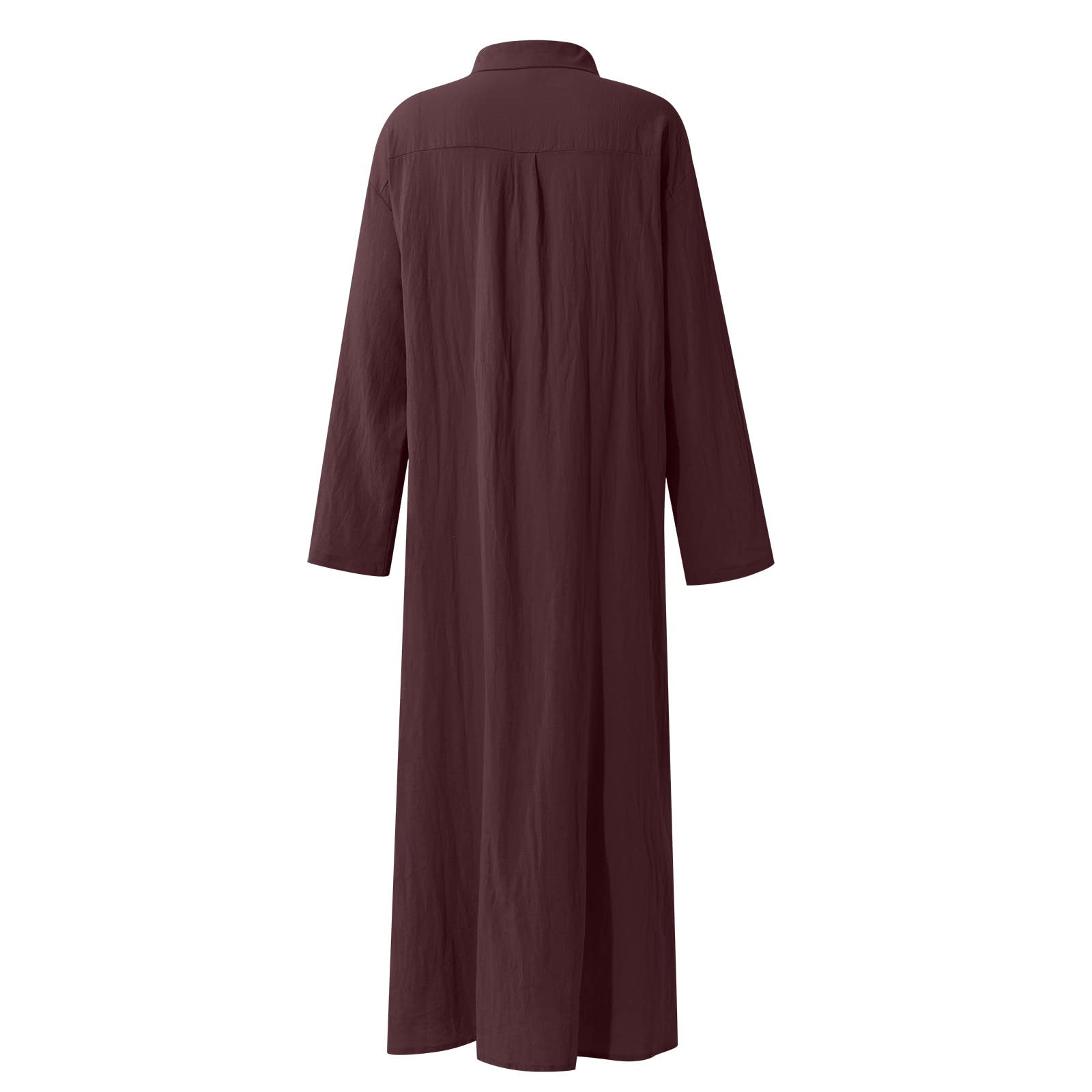 Women's Casual Cotton Linen Long Shirt Dress - Solid Color Loose Fit Fall Tunic for Everyday Wear | Perfect for Office, Weekend Outings & Autumn Layering