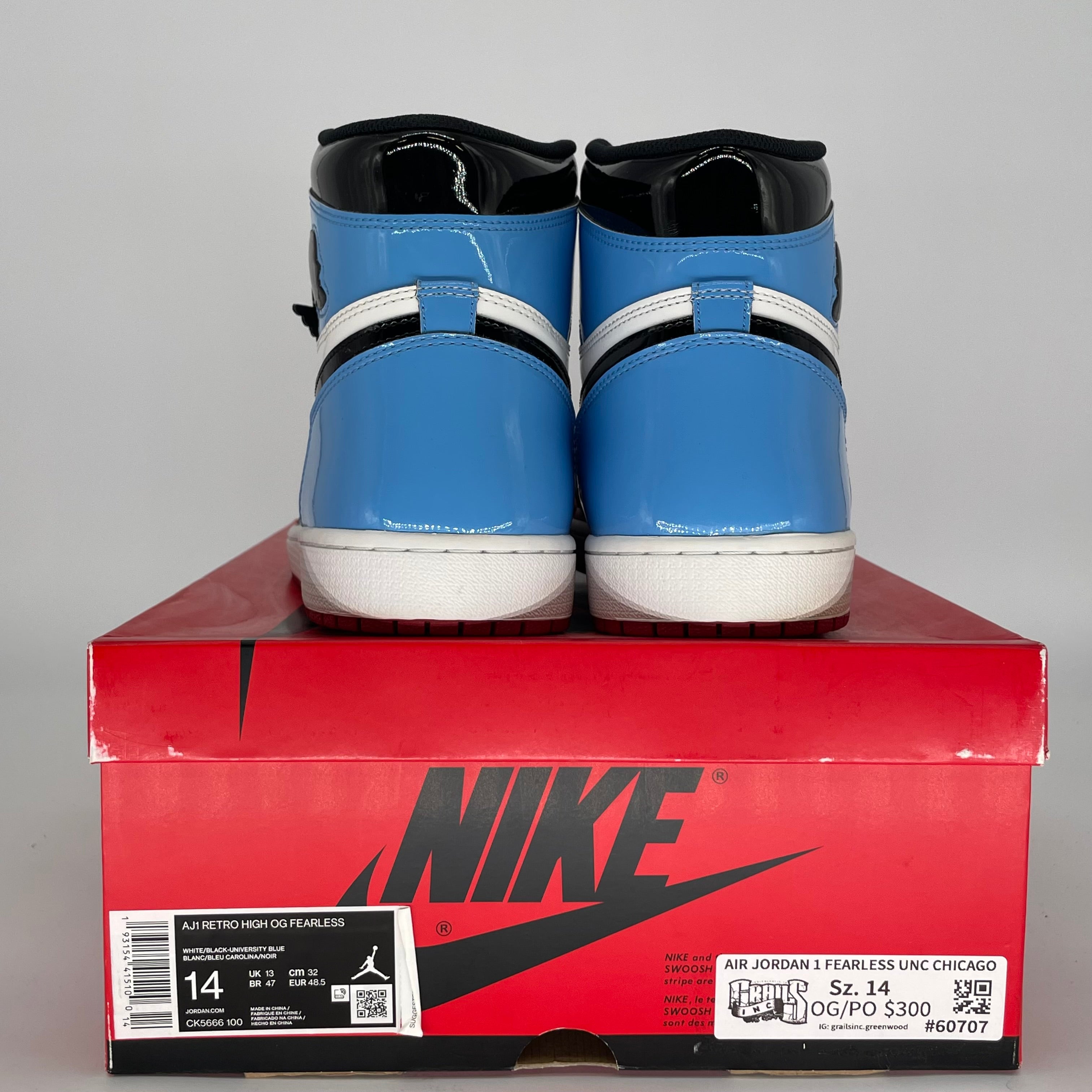 **Air Jordan 1 Fearless UNC Chicago Men's Basketball Shoes - Size 14 (CK5666-100) - Authentic Retro Sneakers for Sports & Streetwear Fashion**