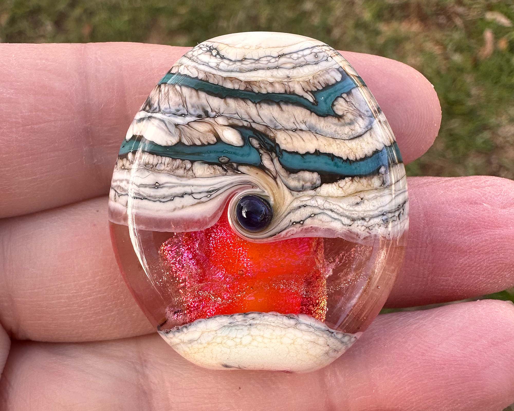 Handmade Orange Organic Lampwork Glass Focal Bead - SRA Certified for Jewelry Making, DIY Crafts, Bracelets & Necklaces - Perfect for Beaders and Artisans