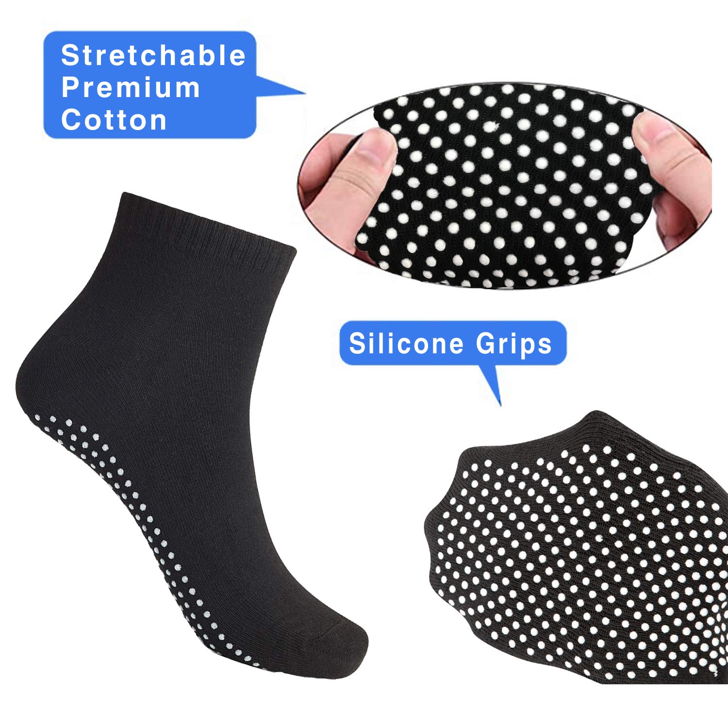 Non-Slip Grip Socks for Yoga, Pilates & Hospital Use - Anti-Skid Unisex Socks for Men & Women - Perfect for Workout, Nursing & Home Safety