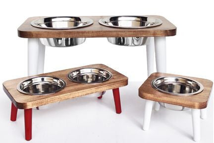 Premium Maple Wood Raised Dog Bowl Stand - Adjustable Height Elevated Feeder for Small Medium Large Dogs - Anti-Slip Durable Pet Food & Water Dishes Holder - Perfect for Kitchen, Living Room & Outdoor Use