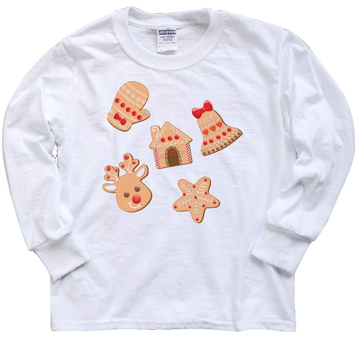 Inktastic Christmas Gingerbread Cookies Youth Long Sleeve T-Shirt - Festive Holiday Gift for Kids & Teens - Perfect for Christmas Parties & Family Gatherings