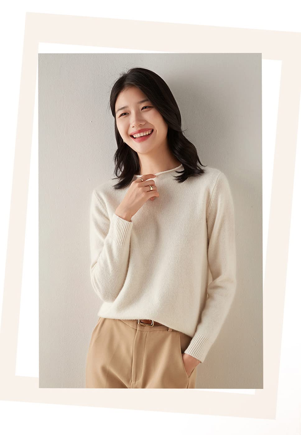 100% Pure Cashmere Women's Boat Neck Sweater - Soft Long Sleeve Pullover Winter Knit Top (White, Large) | Perfect for Office Wear, Date Nights & Holiday Outfits