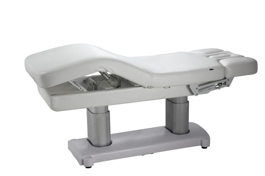 Silverfox Professional Electric Massage Bed Spa Table 2249 - Adjustable Height Reclining Massage Table for Physical Therapy, Chiropractic & Home Use - White Luxury Spa Bed for Relaxation & Pain Relief