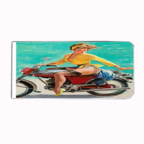 Vintage Retro Sexy Bridesmaid Party Money Clip - Pin Up Girl Design Rectangle Wallet Accessory for Bachelorette, Wedding, and Girls Night Out