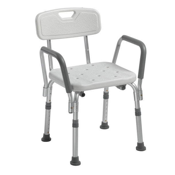 Medline Shower Chair with Arms and Back Support - Sturdy Bath Seat for Elderly & Disabled - Non-Slip Bathroom Safety Chair for Seniors & Handicapped (Use in Showers, Bathtubs & Wet Rooms)