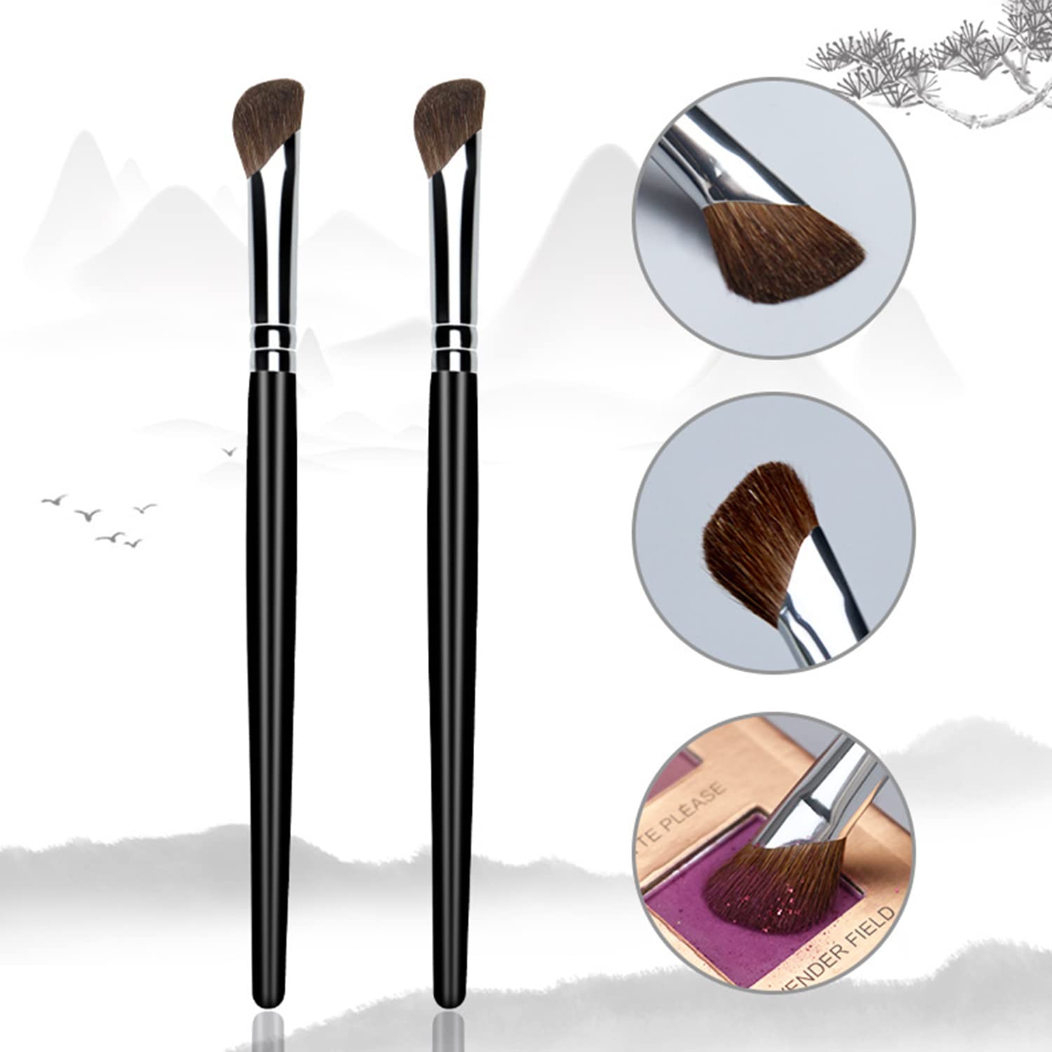Professional Eyeshadow Brush - Soft Pony Hair Sickle Shape Blending Brush with Black Wooden Handle for Makeup Artists & Beginners | Perfect for Smokey Eyes & Eyeshadow Blending