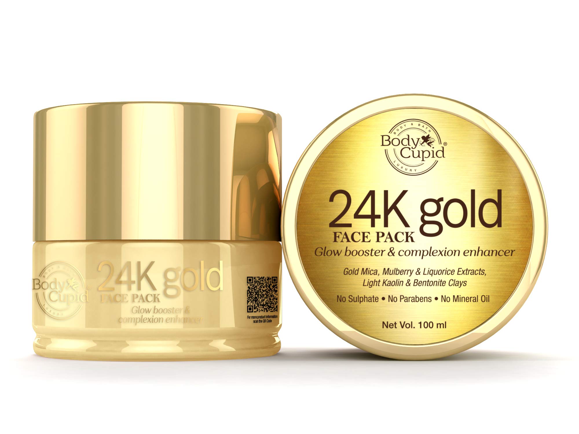 24K Gold Face Pack with Gold Mica Powder & Mulberry Extract - Brightening & Hydrating Facial Mask for Glowing Skin - Sulfate-Free, Paraben-Free Skincare (100ml) - Perfect for Night Routine & Spa Days