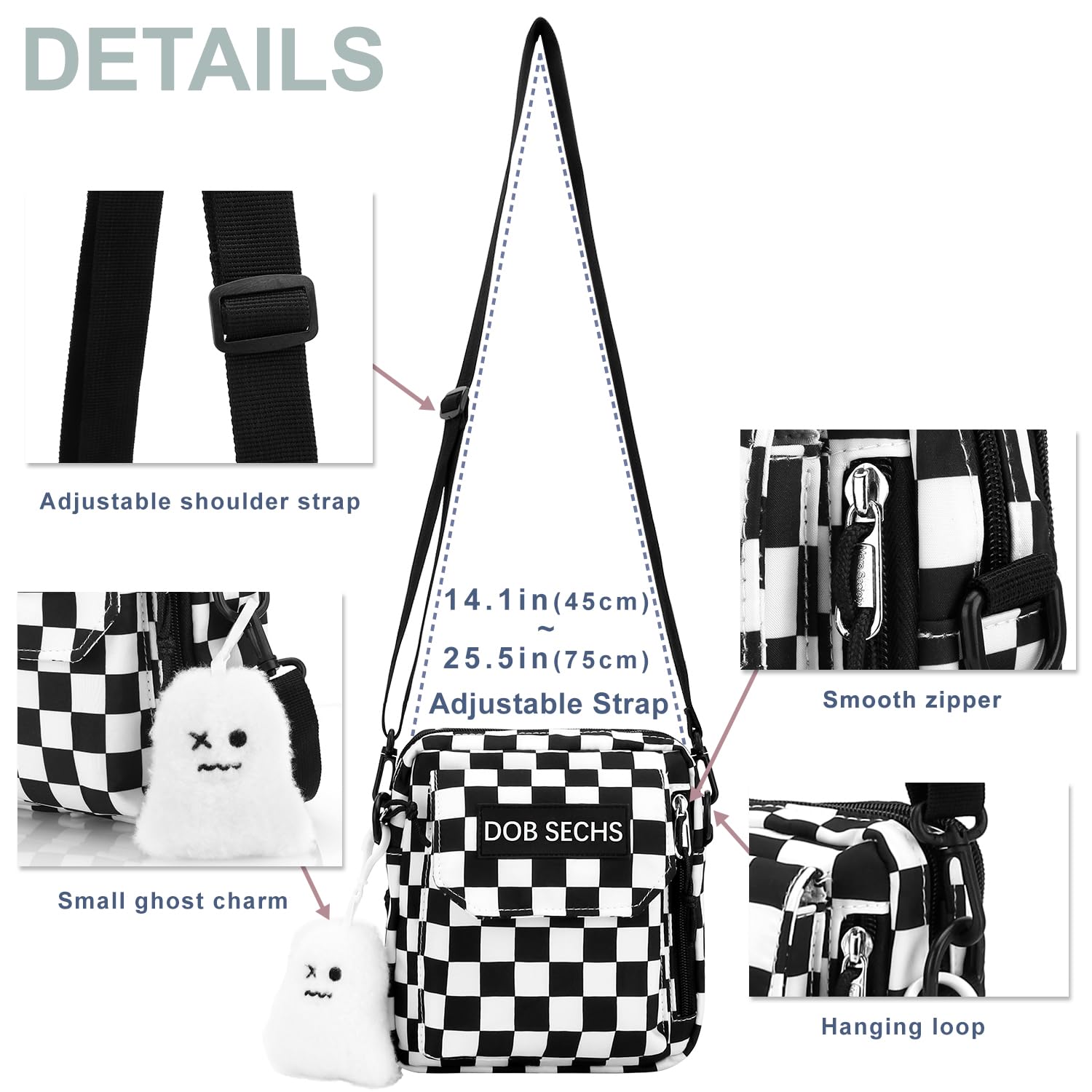 DOB SECHS Women's Small Crossbody Purse - Stylish Messenger Shoulder Bag for Everyday Use | Perfect for Work, Travel & Shopping