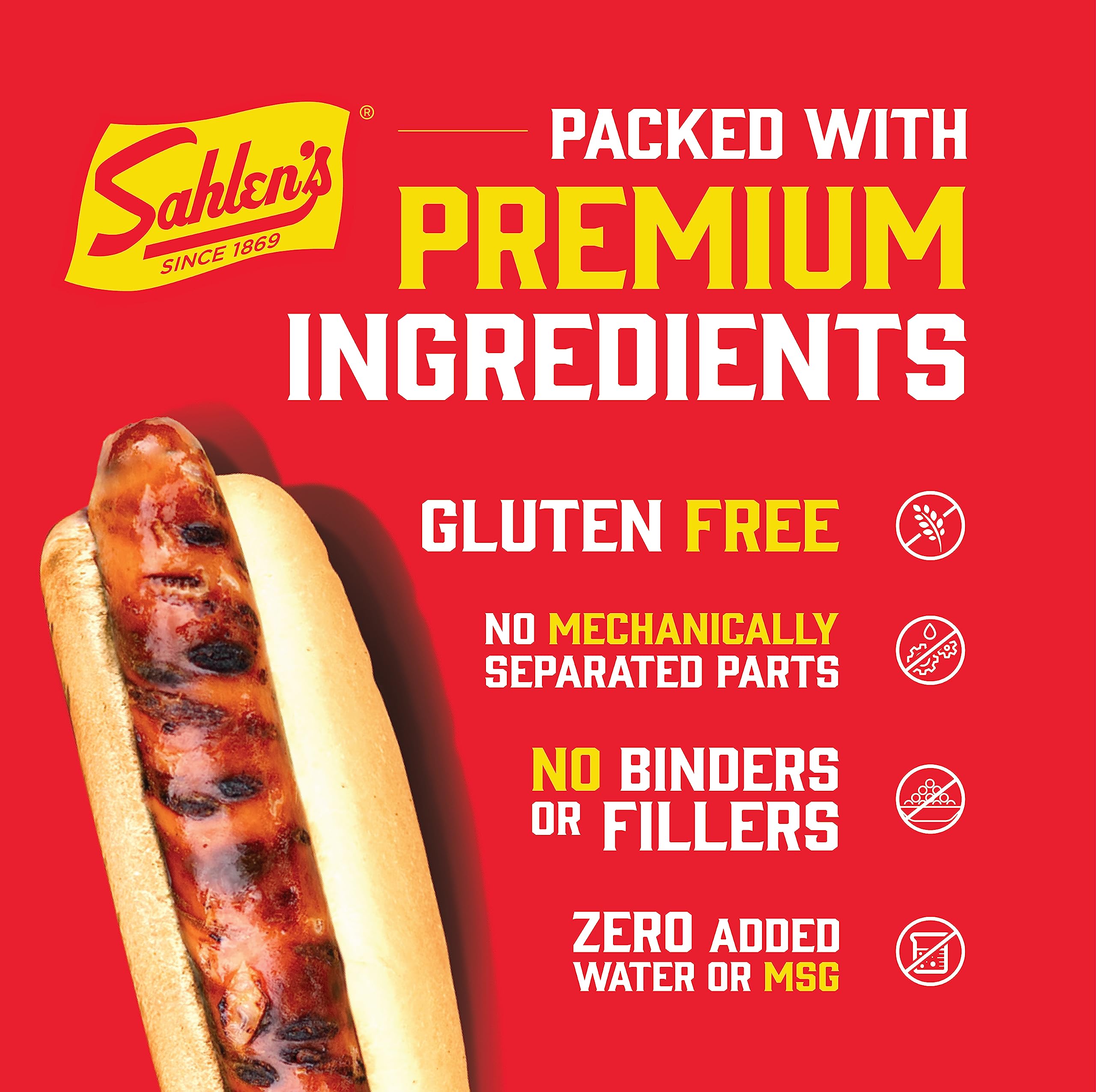Sahlen's Natural Casing Pork & Beef Hot Dogs - Fully Cooked, Gluten Free, 5lb Pack | Premium Smokehouse Flavor for Grilling, BBQ, Camping & Family Gatherings | Perfect for Hot Dog Buns, Chili Dogs & Game Day Snacks