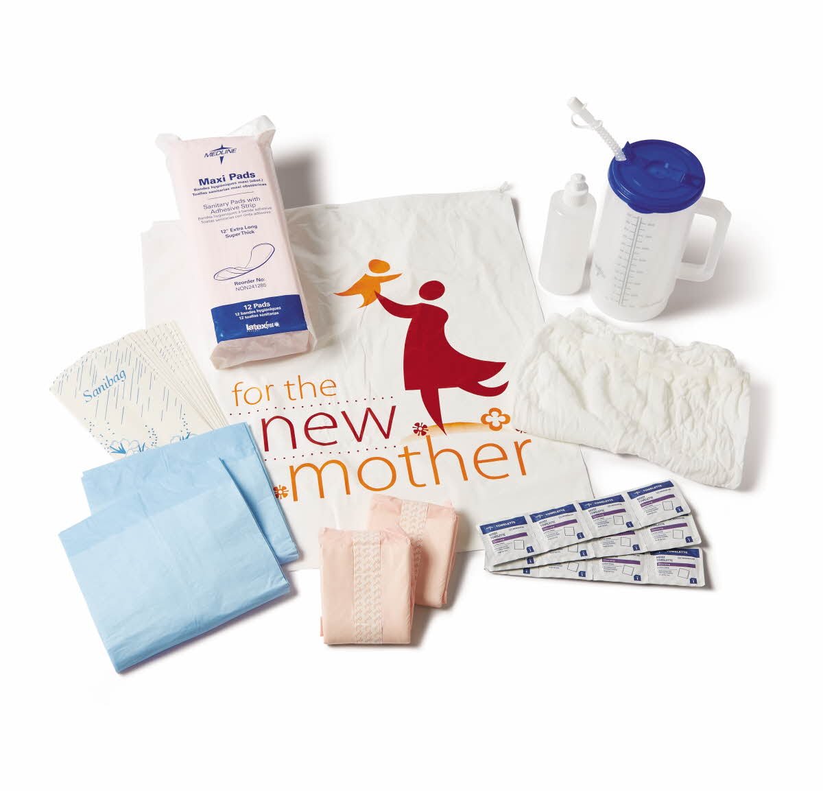 Medline DYKD100MAT Platinum Maternity Kit - 9-Piece Pregnancy Essentials for New Moms | Hospital Bag Must-Haves for Labor & Delivery | Postpartum Care Supplies