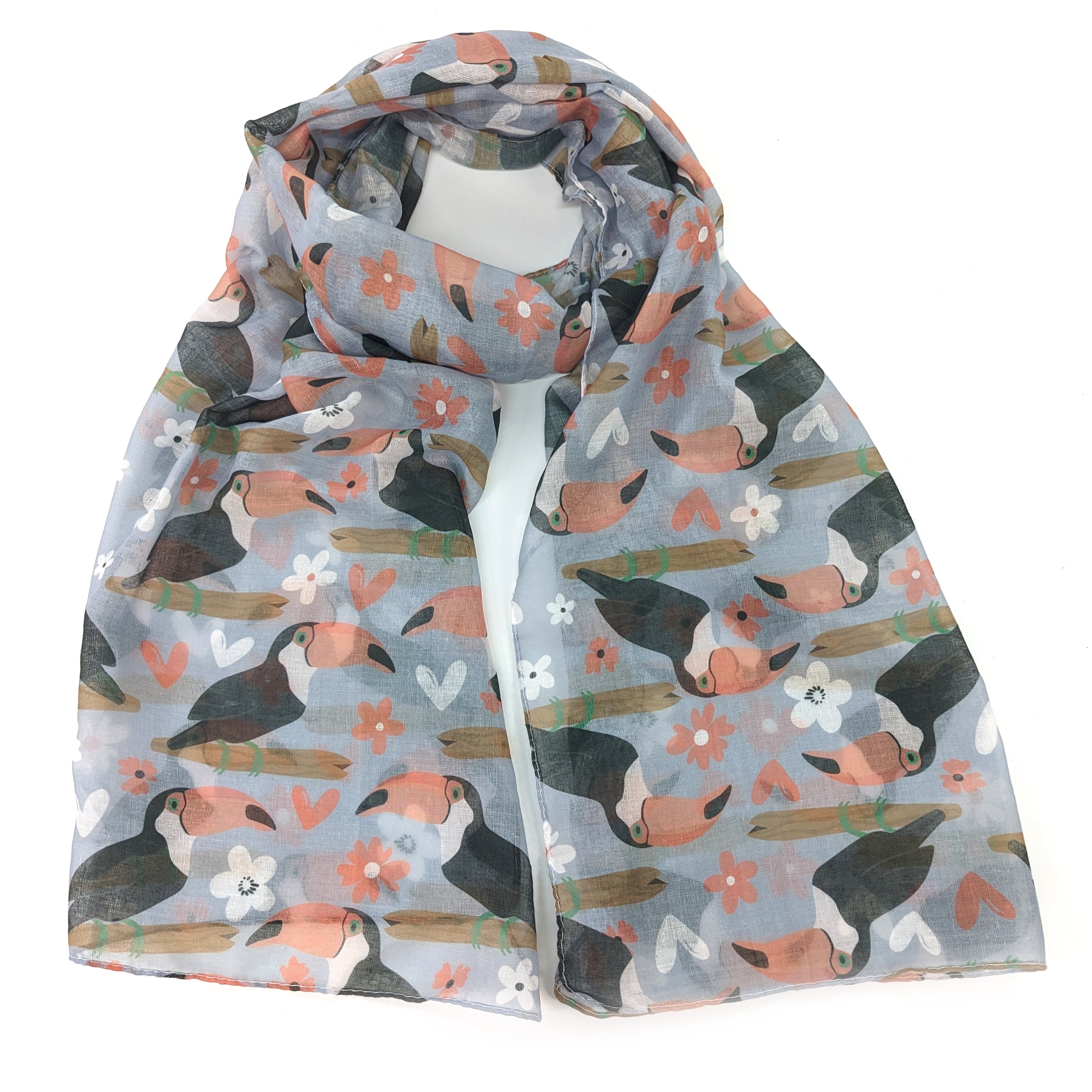 Stylish Tina the Toucan Print Women's Fashion Scarf - Lightweight & Soft for Everyday Wear, Office, and Special Occasions