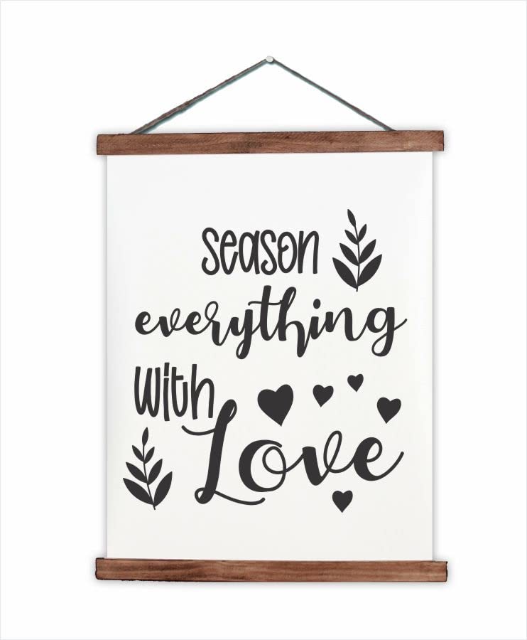 Season Everything With Love Hanging Canvas Art - 23x30 Inch Kitchen Wall Decor - Ready to Hang Scroll Art Prints for Home & Restaurant - Perfect for Farmhouse, Modern & Rustic Kitchen Decorations