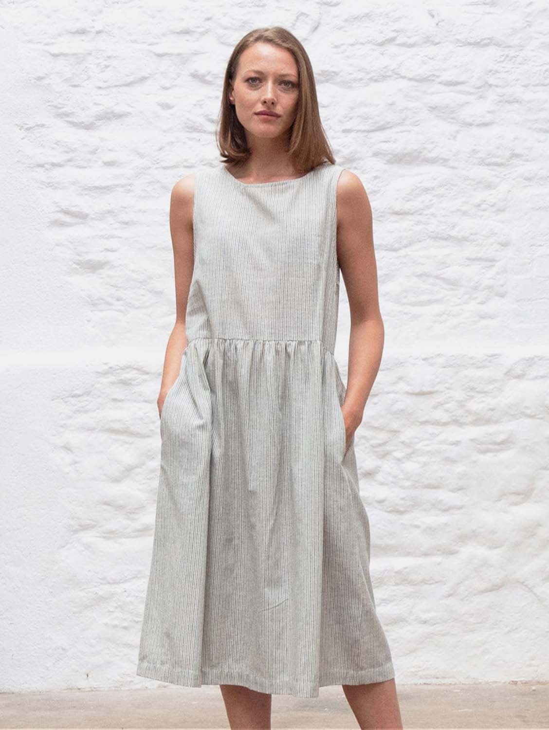 Elaine Women's Cotton & Linen Striped Summer Dress - Casual Boho Style for Beach, Vacation & Everyday Wear