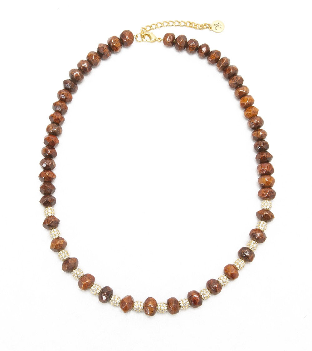 Exquisite Koa Faceted Gemstone Pave Fireball Necklace – Handcrafted Fine Jewelry for Women | Perfect for Weddings, Parties & Special Occasions