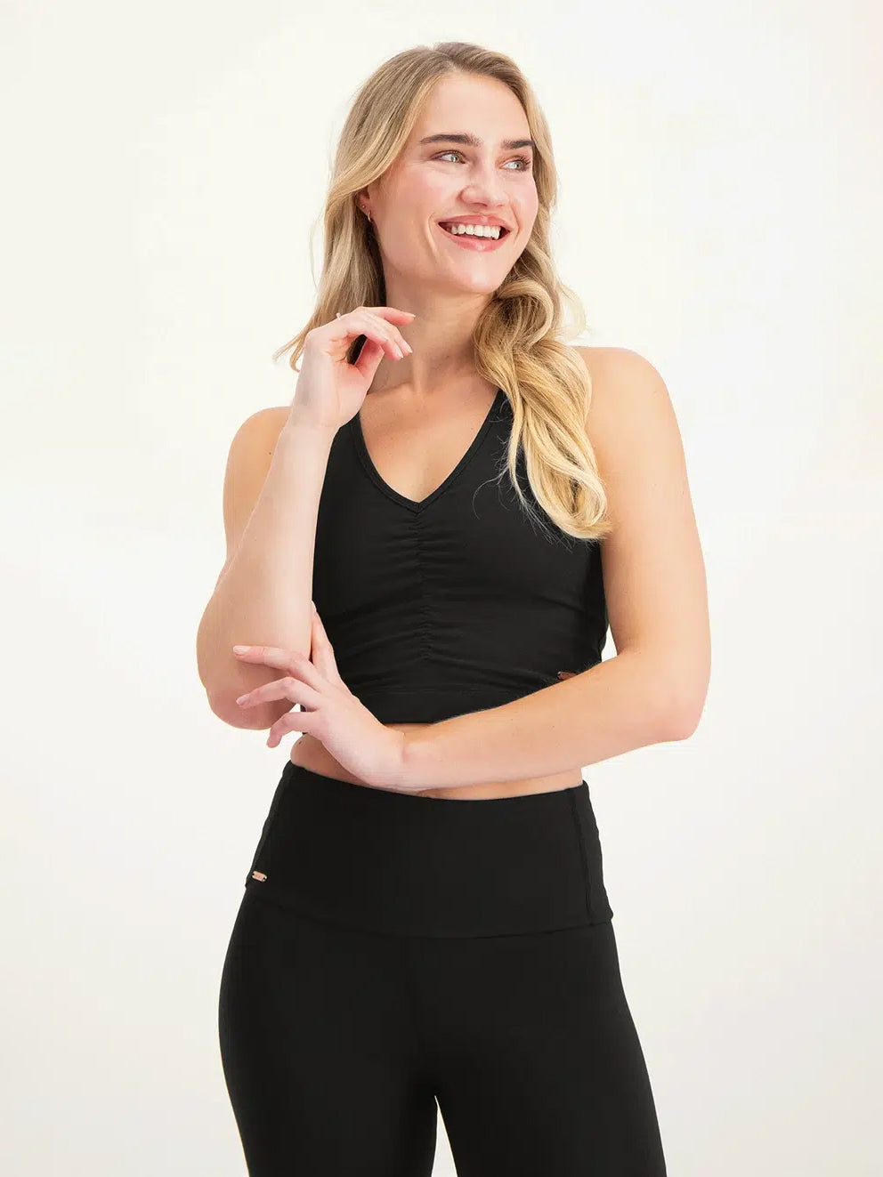 Urban Goddess Anjea Yoga Bra - Onyx Black | High Support Workout Top for Women | Perfect for Yoga, Pilates & Gym