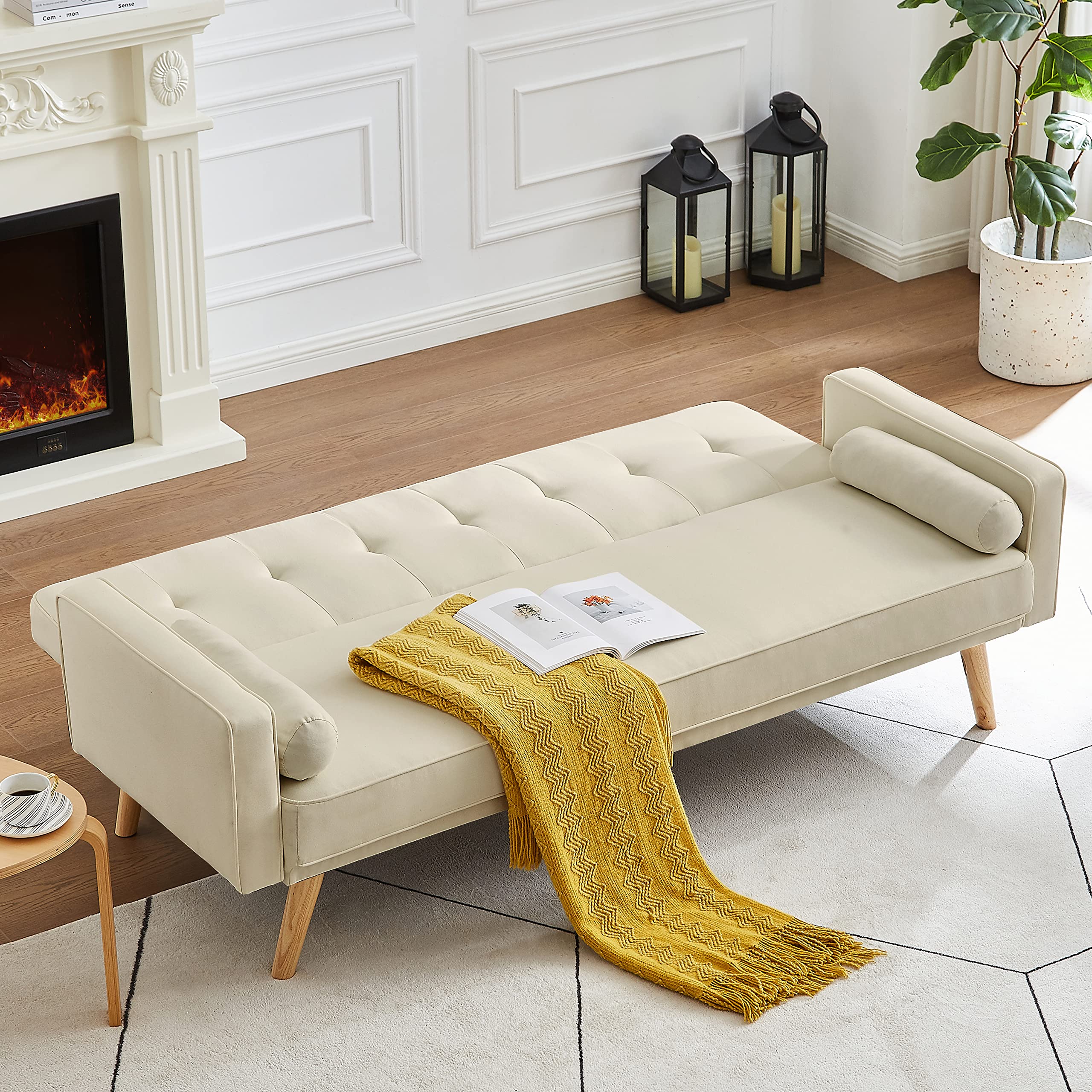 Modern Fabric Convertible Sofa Bed Futon - 75