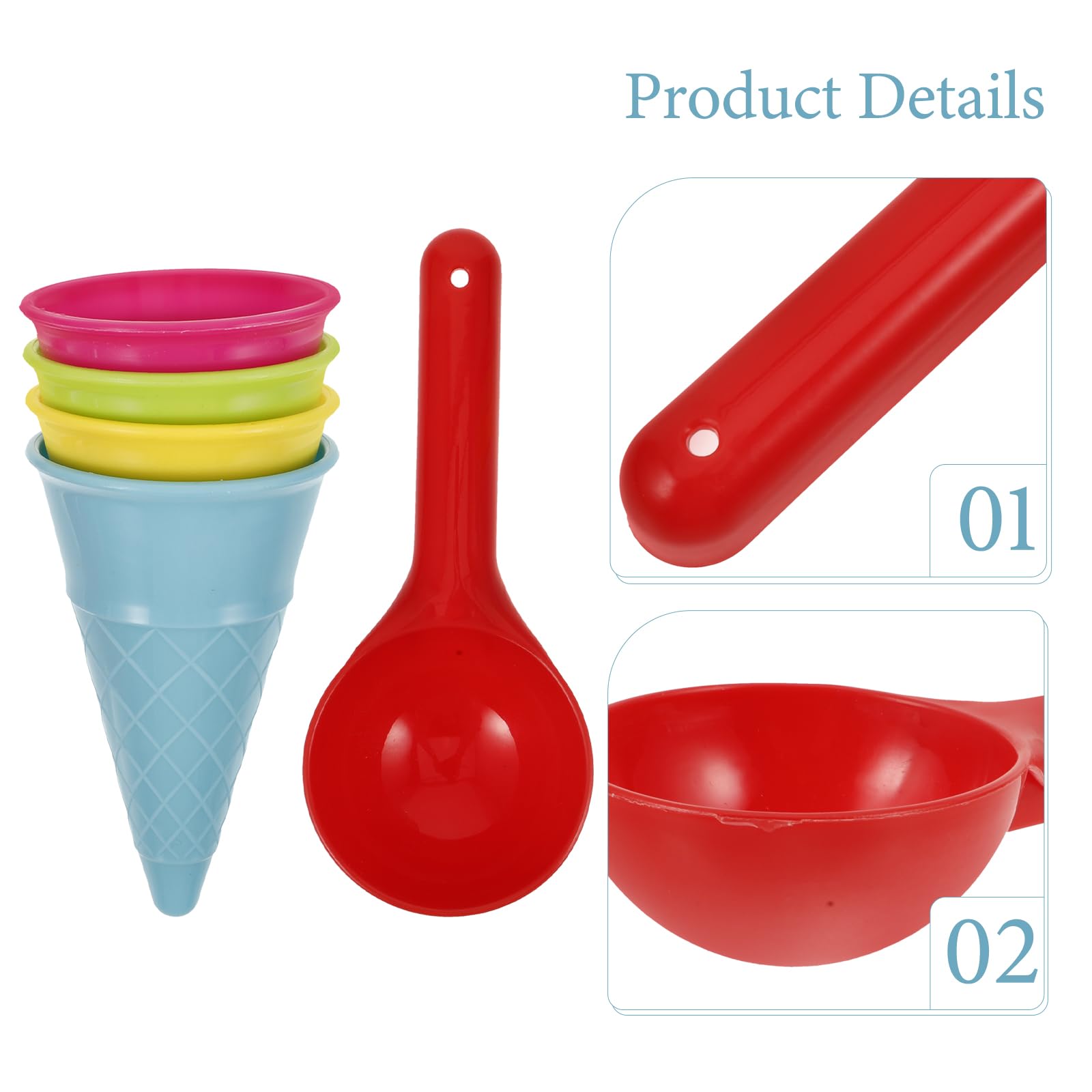 Kisangel 5-Piece Plastic Ice Cream Cone Set - Sand Play Toys for Kids, Beach Sandbox Toys, Pretend Play Ice Cream Cups - Perfect for Outdoor Play, Birthday Parties & Summer Activities