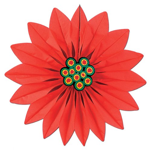 Christmas Party Decorations - Red Poinsettia Tissue Flower (1 Count) for Holiday Table Centerpieces, Gift Wrapping & Festive Home Decor
