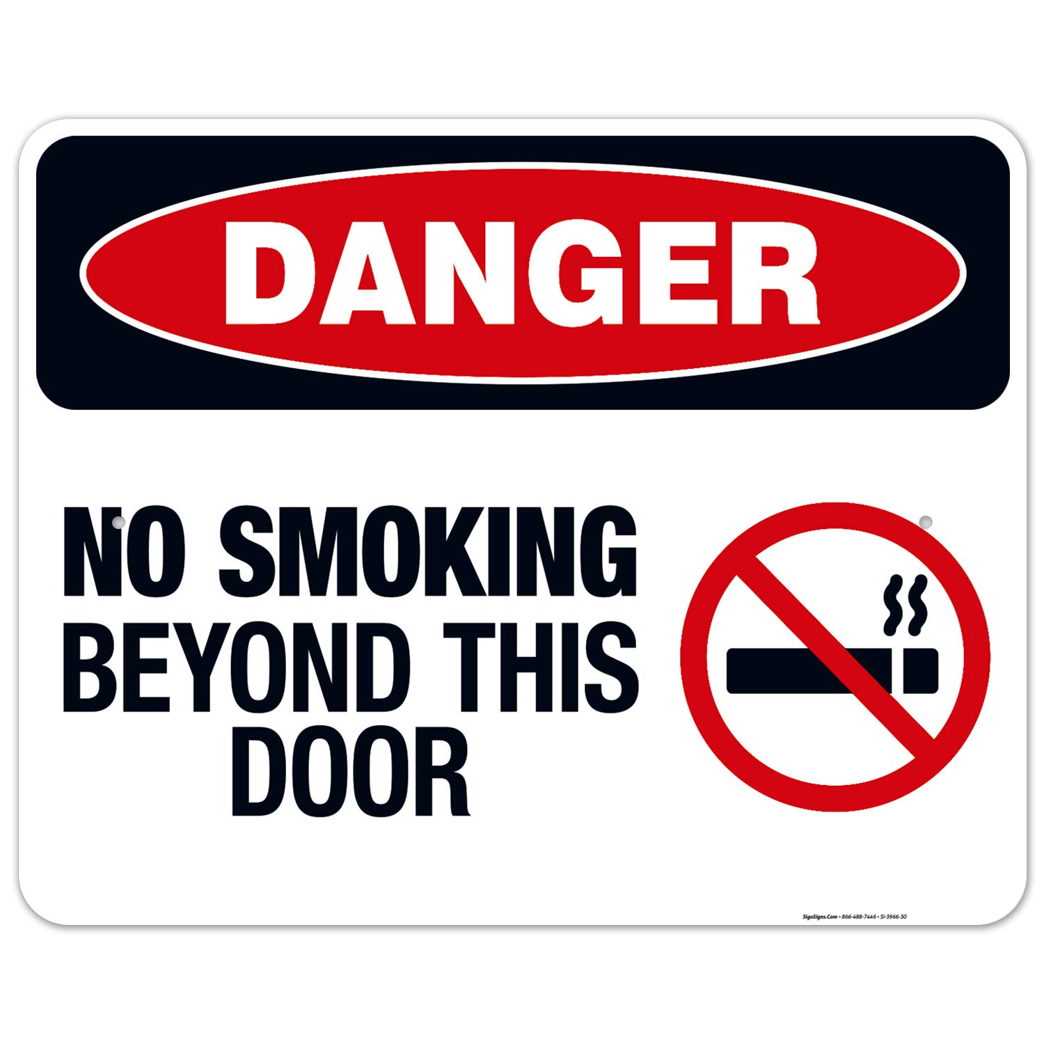 Danger No Smoking Beyond This Door Sign - OSHA Compliant 24x30 Inches Rust-Free .063 Aluminum Sign - Fade Resistant for Indoor & Outdoor Use - Made in USA - Perfect for Warehouses, Offices, and Public Buildings