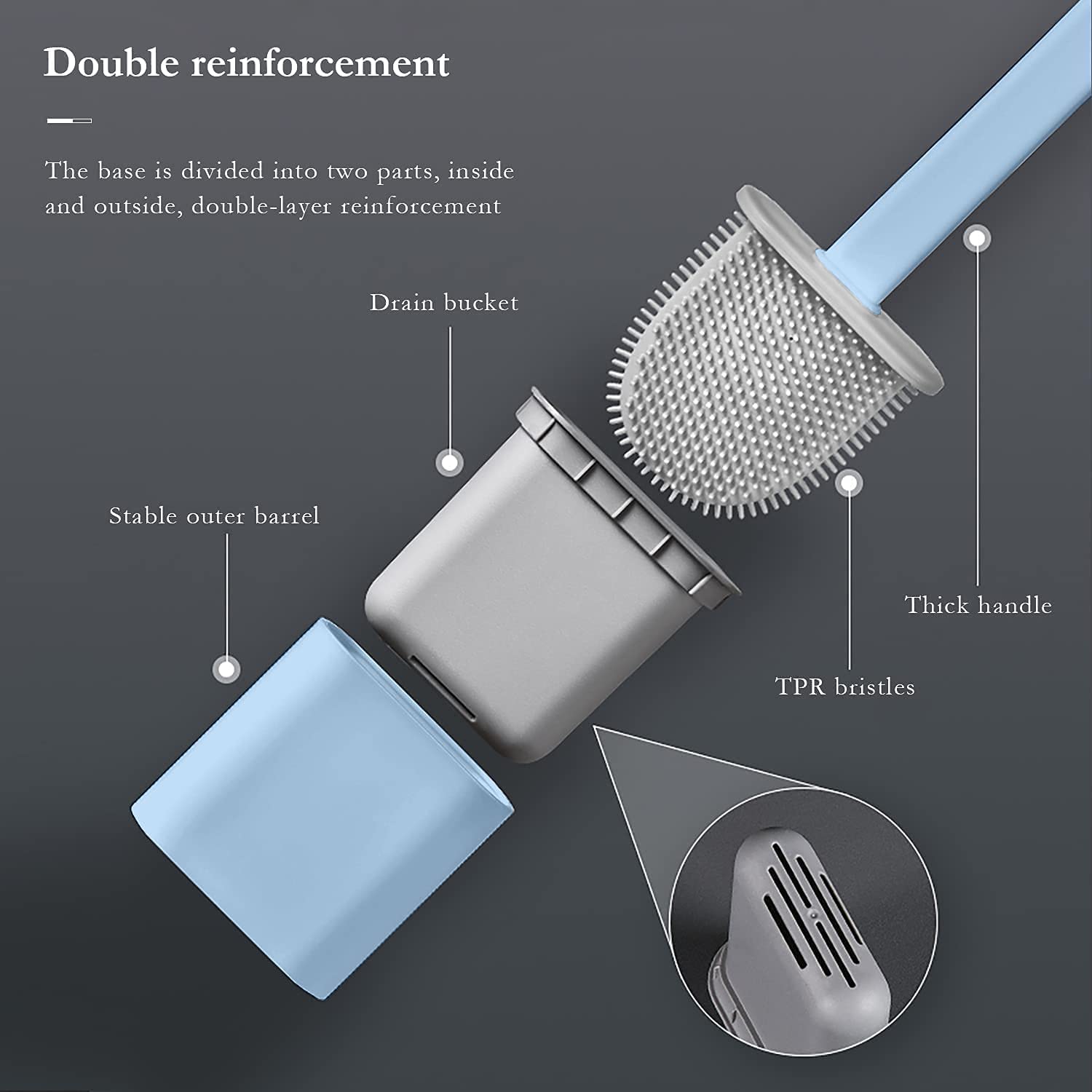 Roktry Flexible Toilet Brush and Holder Set with Silicone Bristles - Compact Bathroom Cleaning Brush for Tight Spaces, Easy Storage & Organization (Multicolor) - Perfect for Small Bathrooms, RVs & Apartments