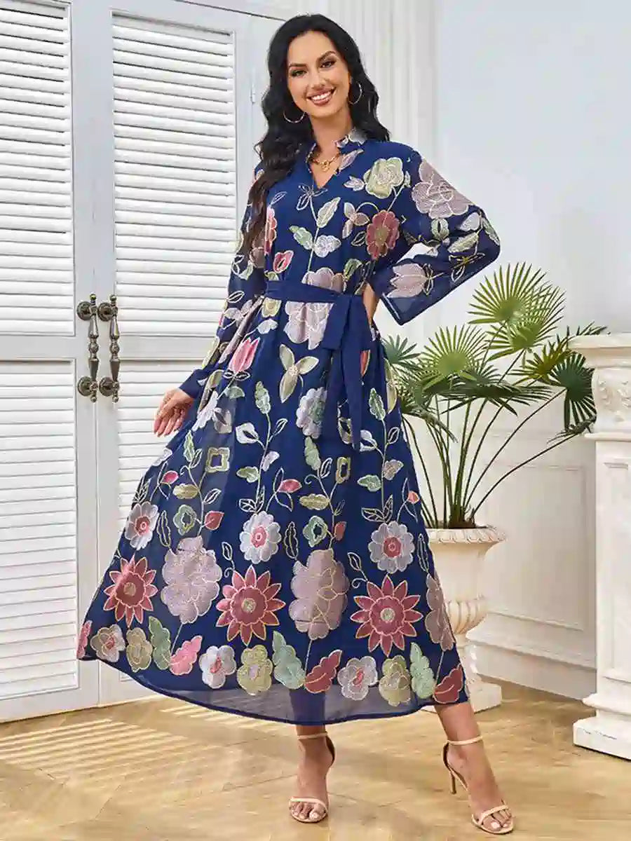 Elegant Eid Caftan Dress with Embroidery & Sequins - Women's Moroccan Kaftan #25216 for Special Occasions & Celebrations