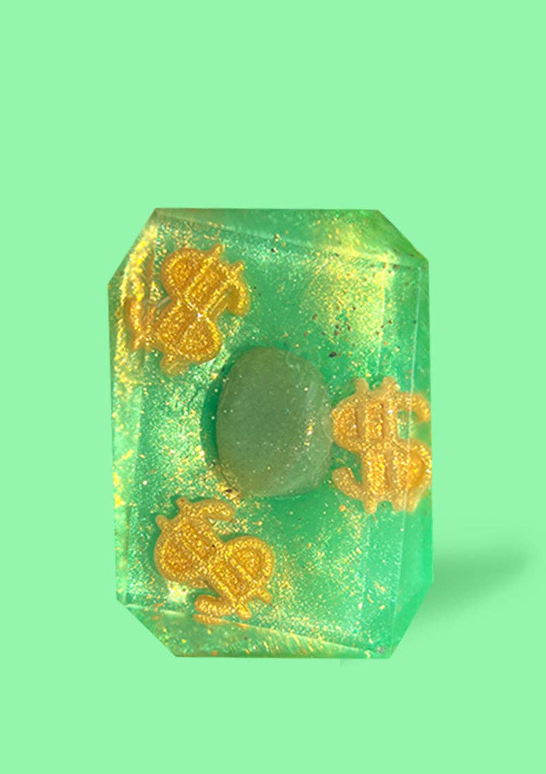 Money Mindset Crystal Infused Soap - Natural Luxury Bar Soap with Healing Crystals for Abundance & Prosperity | Perfect for Meditation, Self-Care Rituals & Positive Energy Boost