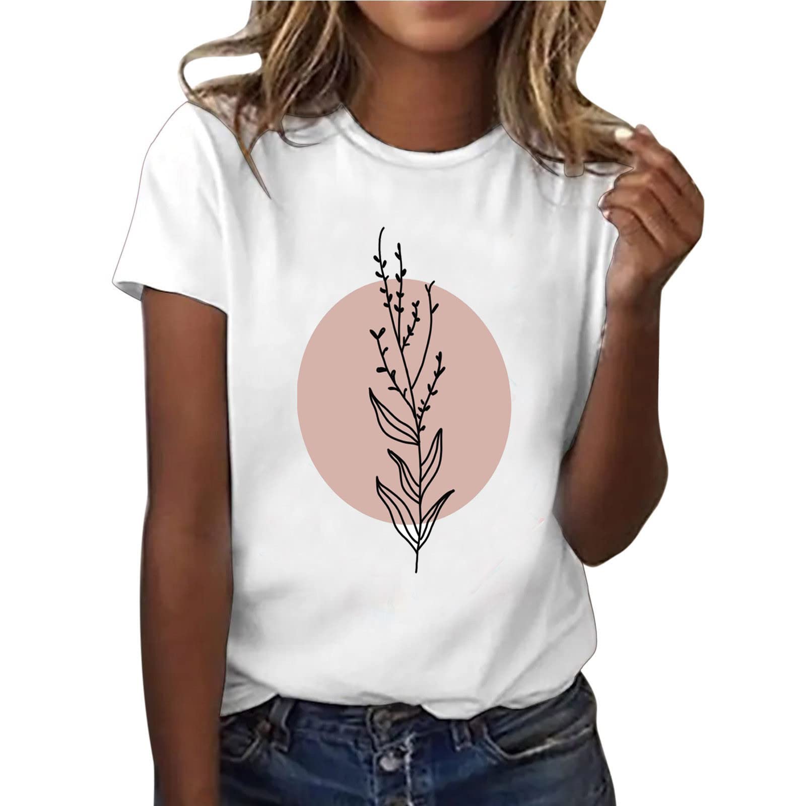 Women's Fashion Graphic Crewneck T-Shirts - Summer Short Sleeve Casual Loose Fit Tee for Women | Perfect for Everyday Wear, Weekend Outings & Beach Vacations