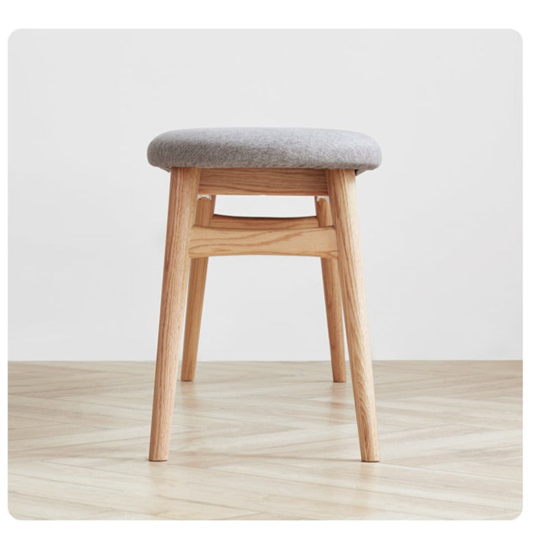 LYRIC BELAIR Solid Wood Bench with Washable Fabric Cushion - Nordic Oak Style for Living Room, Bedroom, or Entryway Seating