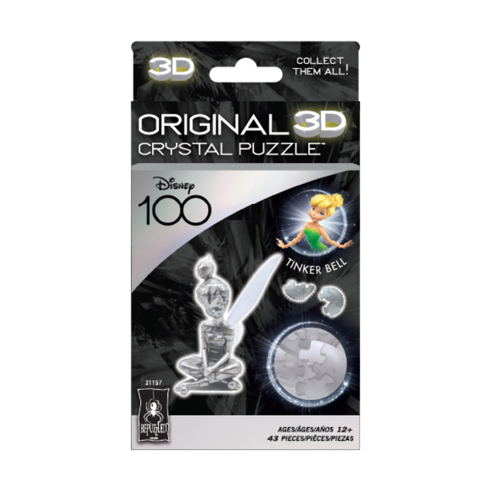 BePuzzled Disney Tinker Bell 3D Crystal Puzzle - 43 Piece Brain Teaser for Kids & Adults | Fun Family Game Night & Gift Idea for Disney Fans