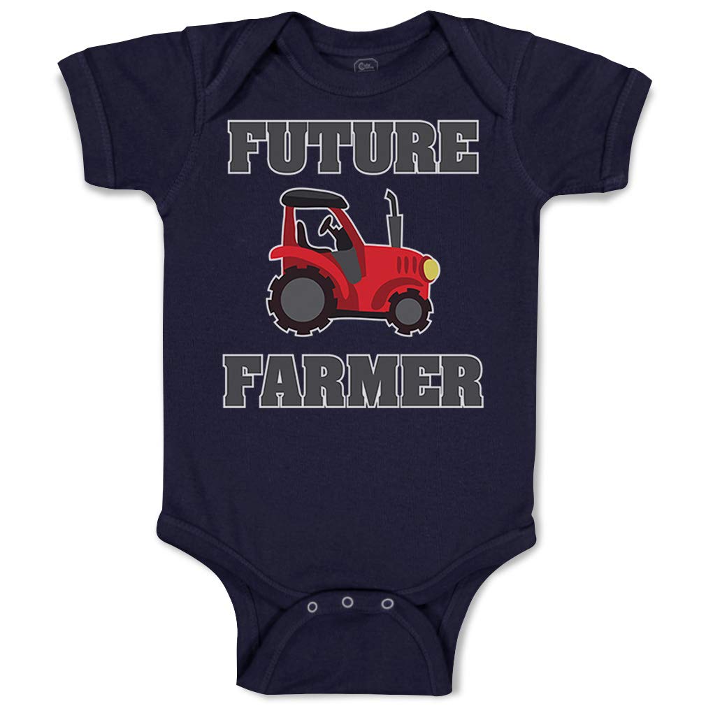 Custom Future Farmer Baby Bodysuit - Funny Farming Style Cotton Onesie for Boys & Girls (6 Months, Navy Blue) - Perfect for Farm-Themed Parties, Photo Shoots & Everyday Play