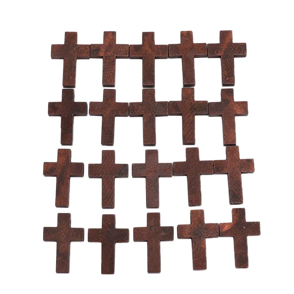 Vintage Wooden Crosses 20Pcs - Handmade Wooden Crucifix Pendants for Necklace, Bracelet & Jewelry Making - DIY Craft Decor for Home, Church & Gifts