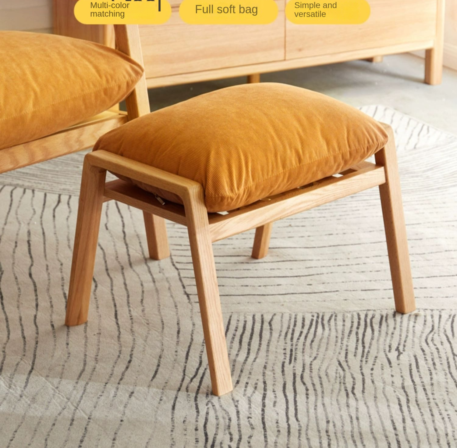 Solid Oak Wood Footrest Ottoman - Shoe Stool with Storage - Perfect for Living Room, Bedroom & Entryway - Durable & Stylish Home Decor