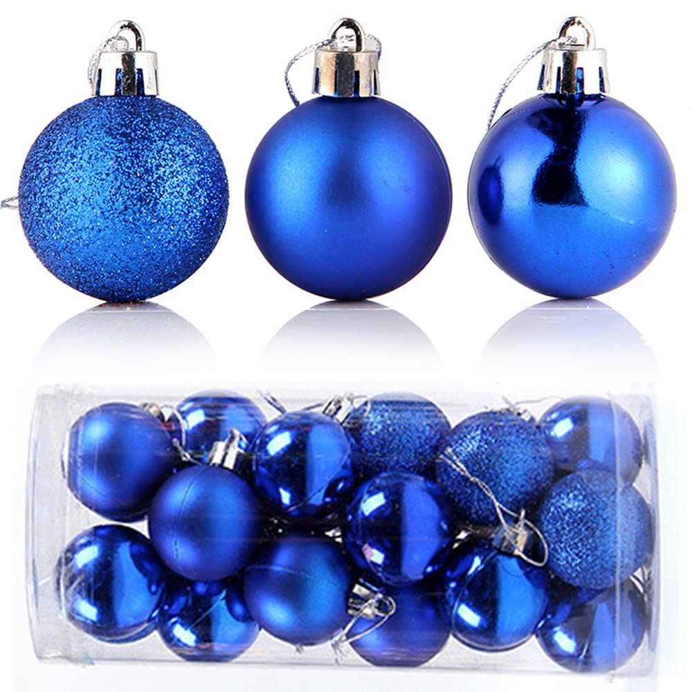 24-Piece Shatterproof Christmas Ball Ornaments - 2.36 Inch (6cm) Blue Hanging Tree Decorations with Rope for Holiday Party & Home Decor | Perfect for Xmas Tree, Gift Wrapping, and Festive Table Centerpieces