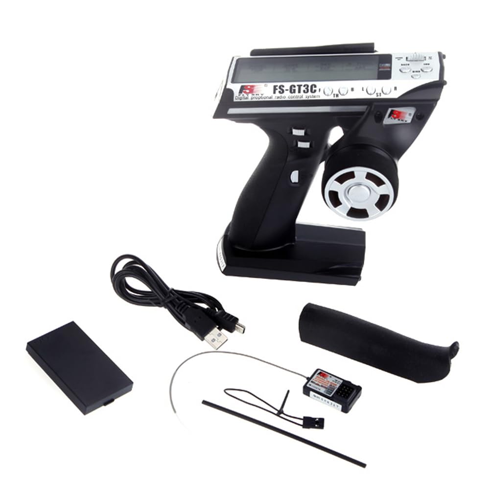 FlySky GT-3C 2.4GHz Radio Controller for RC Cars, Drones & Boats - Titanium Edition | Wireless Remote Control Transmitter with Long Range & Precise Handling | Perfect for Hobbyists, Racing & Outdoor Adventures