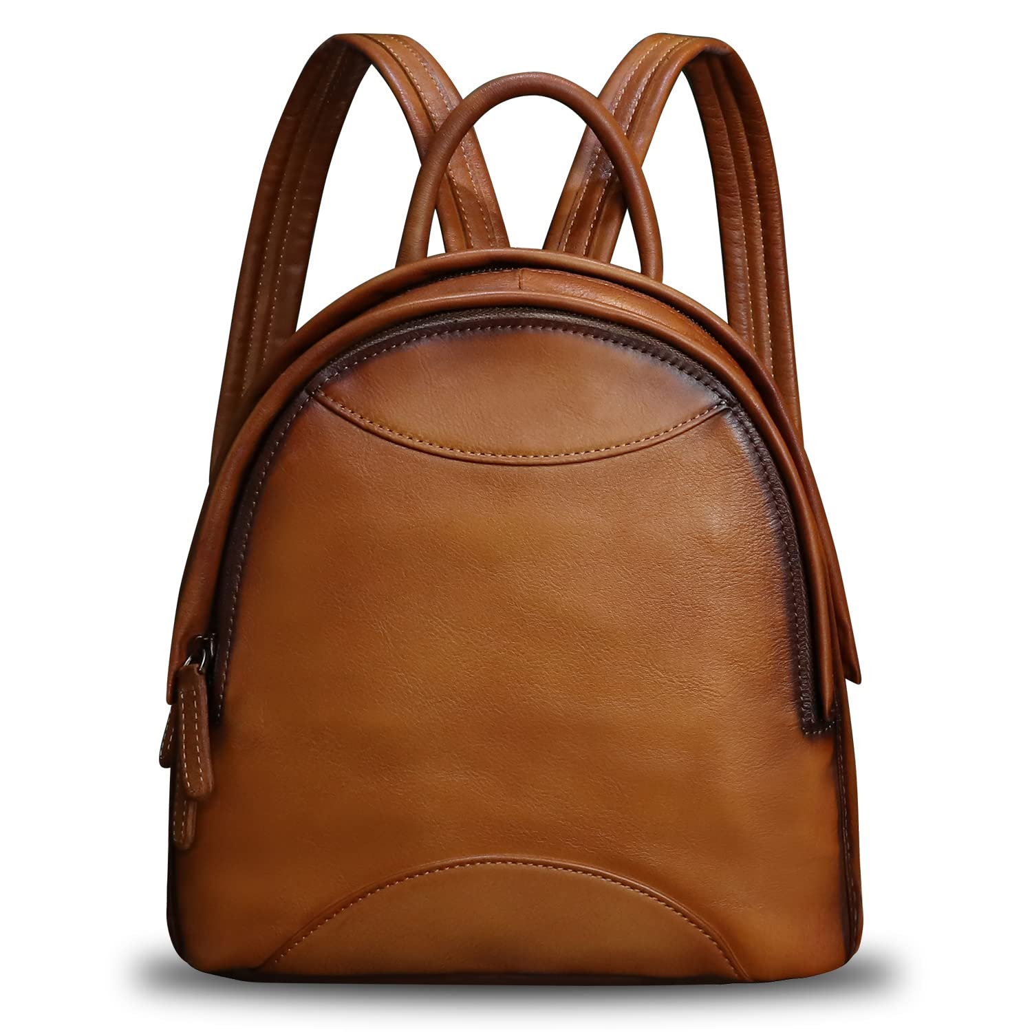 Genuine Leather Backpack Purse for Women - Retro Handmade Small Casual Rucksack Satchel Knapsack - Perfect for Work, Travel & Daily Use (Brown)