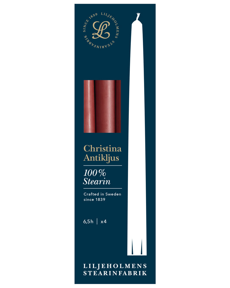 Liljeholmens Christinaljus 8-Pack Candles - Classic Red Brick Design for Christmas Decor, Home & Holiday Ambiance