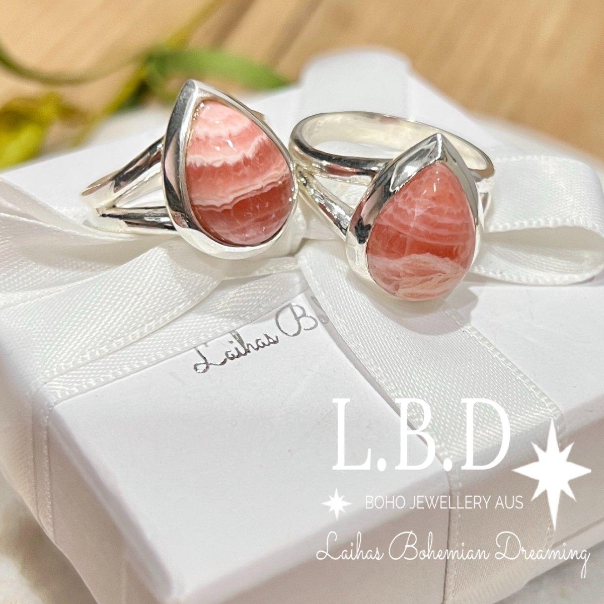 Elegant Raindrop Rhodochrosite Gemstone Ring for Women - Classic Chic Jewelry Gift for Birthday, Anniversary & Special Occasions